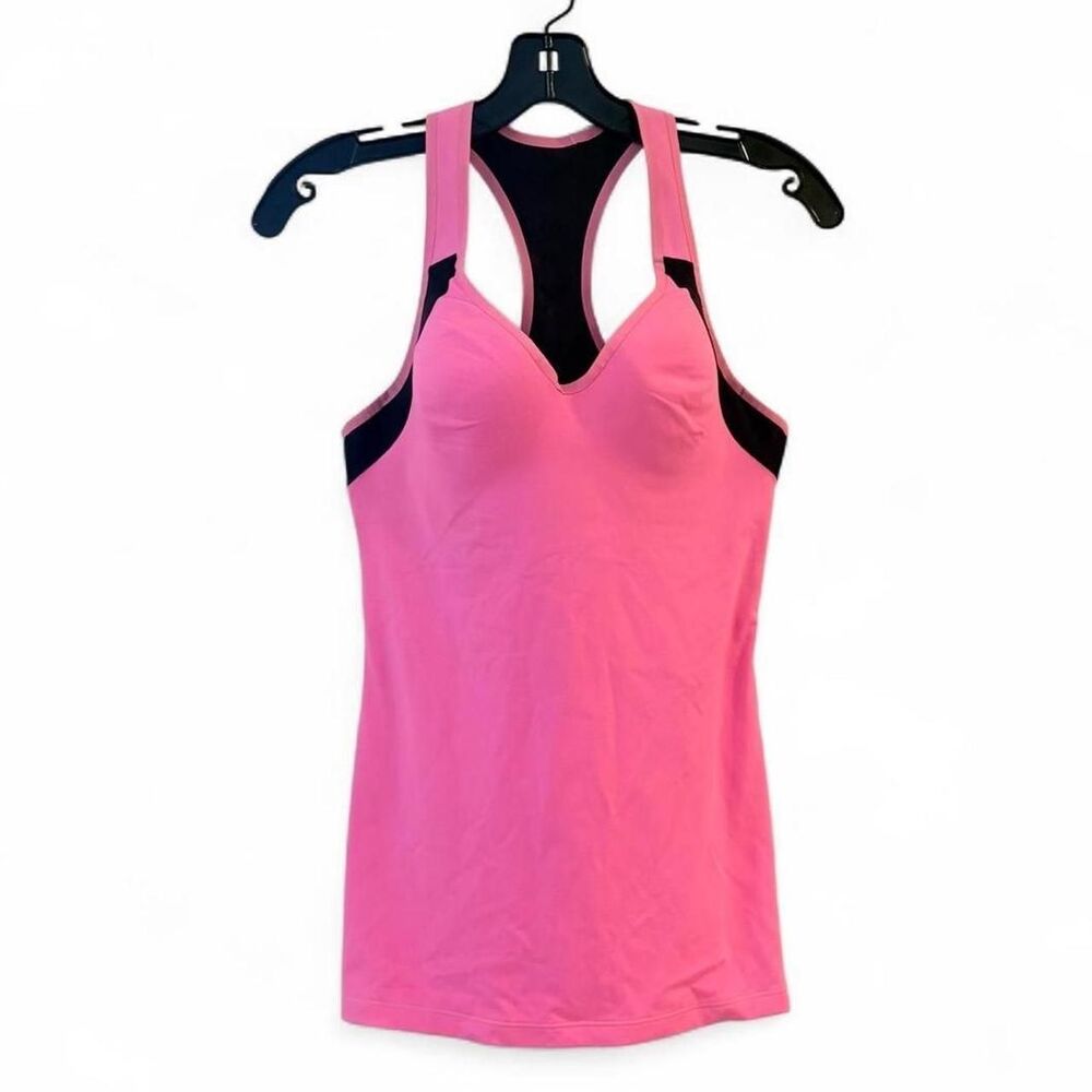 VSX Victoria's Secret 36B Pink Black Active Racerback Built in Bra Tank Top Y2K